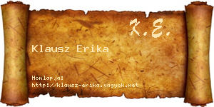 Klausz Erika névjegykártya